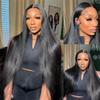 13X6 Human Hair Lace Frontal HD 40 Inch Straight Wigs 250 Density Remy Preplucked 13X4 Lace Front Wig For Women view 3