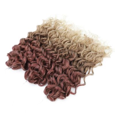 NinthAvenue Basics Deep Wavy Twist Crochet Hair Curls Water Wave Crochet Braids Synthetic Curly Braiding Hair Extensions For Women T530-30-27-613 24Inch#1Pcs/Lot