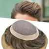 Toupee For Men Human Hair Replacement System Fine Mono Lace Durable Mens Toupee Natural Hairline Mens Hair Piece NPU Monofilament Wig Hair Unit 6"x9"-120% Medium Density#330#3 Dark Brown+30% Grey view 1