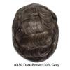Toupee For Men Human Hair Replacement System Fine Mono Lace Durable Mens Toupee Natural Hairline Mens Hair Piece NPU Monofilament Wig Hair Unit 6"x9"-120% Medium Density#330#3 Dark Brown+30% Grey view 2