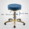 Hydraulic Rolling Salon Stool - Round Leather Cushion Beauty Chair with Gold Stainless Steel Base, 330 Lbs Load Capacity for Spa, Work Office, Massage, Nail, Tattoo - Lifting Wheel Included view 2