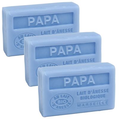 Label Provence Savon de Marseille - French Soap Made With Fresh Organic Donkey Milk - Father's Fragrance (Papa) - 60 Gram Bar - Set of 3