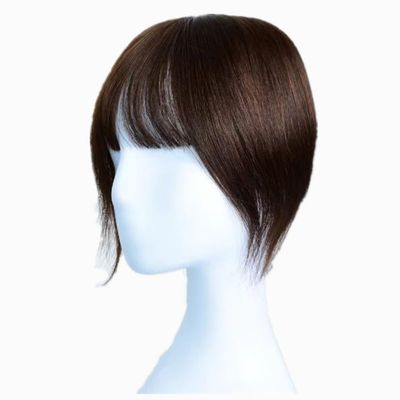10x12 Human Hair Hand Tied for Woman Brown Natural Straigth with Bangs for Hair Loss (Natural Black,10inch)