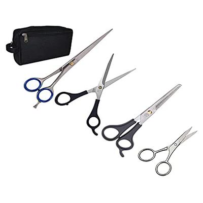 Professional Barber Freelance Barber Kit Hairdressing Thinning Split Ends and Razor Scissors And Combs with a Black Case (4 Scissors 3 Hair Beard Mustaches 1 Utility Bag)