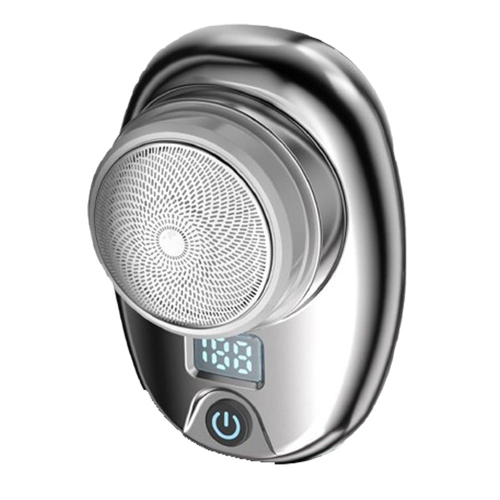 Chamberm Mini Electric Shaver, Pocket Portable Electric Shaver, Portable Travel Washable Electric Shaver, USB Wet and Dry with Led Display, for Home, Car, Travel (Grey)