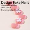 24Pcs Pink French Tip Press on Toenails Full Cover Short False Toenails with 3D Bow Charms Design Glossy Square Acrylic Toenails Diamond Toe Nail Tips Glue on Toenails for Women and Girls Toenail Art view 4