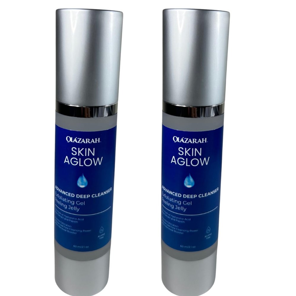 OLAZARAH Advanced Deep Cleanser Exfoliating Gel w/Peeling Jelly for Skin Renewal Power, Suitable for All Skin Types, 2 fl. oz, (2 pc)
