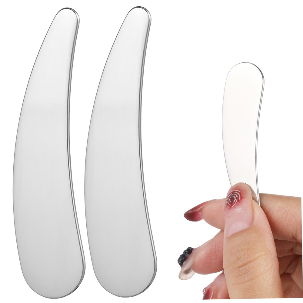 Beatifufu 2pcs Skincare Spatula Facial Spatula Smooth Surface Stainless Steel Beauty Tools for Makeup Application