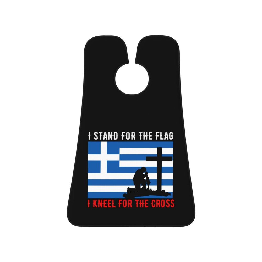 ZKLCRYTR I Stand For The Greece Flag And I Kneel For The Cross Men's Beard Bib Apron Waterproof Smooth Surface Beard Apron Durable Foldable Beard Hair Men's Gift