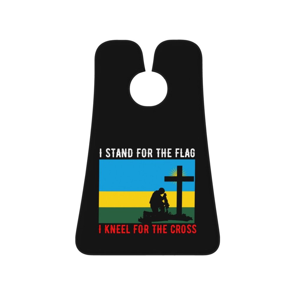 ZKLCRYTR I Stand For The Rwanda Flag And I Kneel For The Cross Men's Beard Bib Apron Waterproof Smooth Surface Beard Apron Durable Foldable Beard Hair Men's Gift