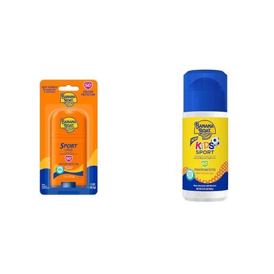Banana Boat Sport Ultra Sunscreen Stick SPF 50 1.5oz + Kids Sport Sunscreen Roll On Lotion SPF 60 2.5oz
