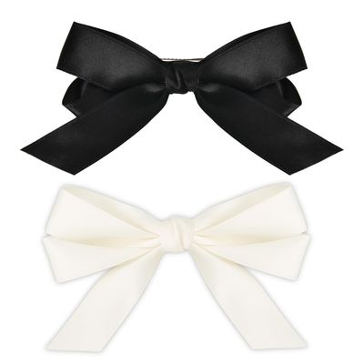 Black White Ribbon Bow Hair Chips for Women Girls Silky Satin Hair Bows Hair Barrettes Hair Acccessories for Teen Girls Toddler Girl French Style Bowknot Hair Bow Clip Hair Pins