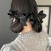 Black White Ribbon Bow Hair Chips for Women Girls Silky Satin Hair Bows Hair Barrettes Hair Acccessories for Teen Girls Toddler Girl French Style Bowknot Hair Bow Clip Hair Pins view 2