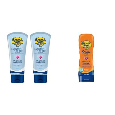 Banana Boat Light As Air Sunscreen Lotion SPF 50 Twin Pack and Sport Ultra SPF 50 Sunscreen Lotion Bundle