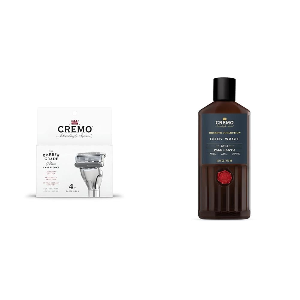 Cremo Razor Refills and Palo Santo Body Wash Bundle (4 Pack)