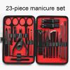 BIK 7-23 Pcs Professional Nail cutter Pedicure Scissors Set Stainless Steel Eagle Hook Portable Manicure Nail Clipper Tool Set (Color : 18 pcs red) view 2