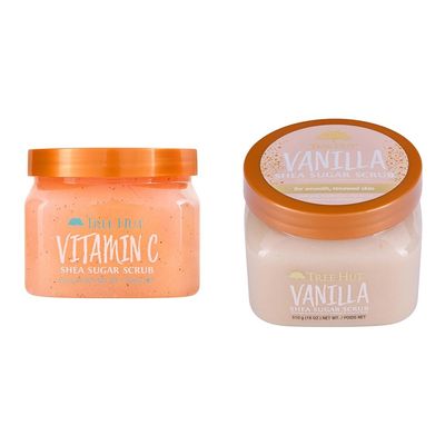 Tree Hut Vitamin C and Vanilla Shea Sugar Body Scrubs, Both 18 oz, Ultra Hydrating and Exfoliating