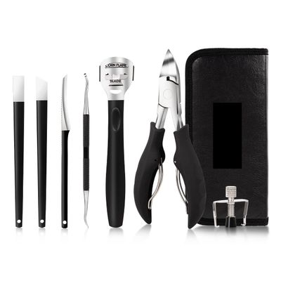 BIK Pedicure Set Toe Nail Clippers Ingrown Toenails Nippers Cutters Dead Skin Dirt Remover Stainless Steel Manicure Cutters Tools (Color : 7pcs Balck)