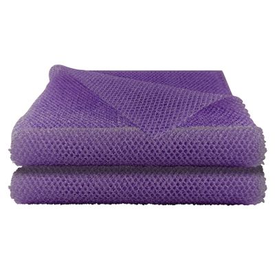 2 Pack African Net Sponge, 8 * 25 Inches Bath Sponge, African Exfoliating Net Long, Wash Cloths, Body Scrubber Net for Skin Smoother (Purple)