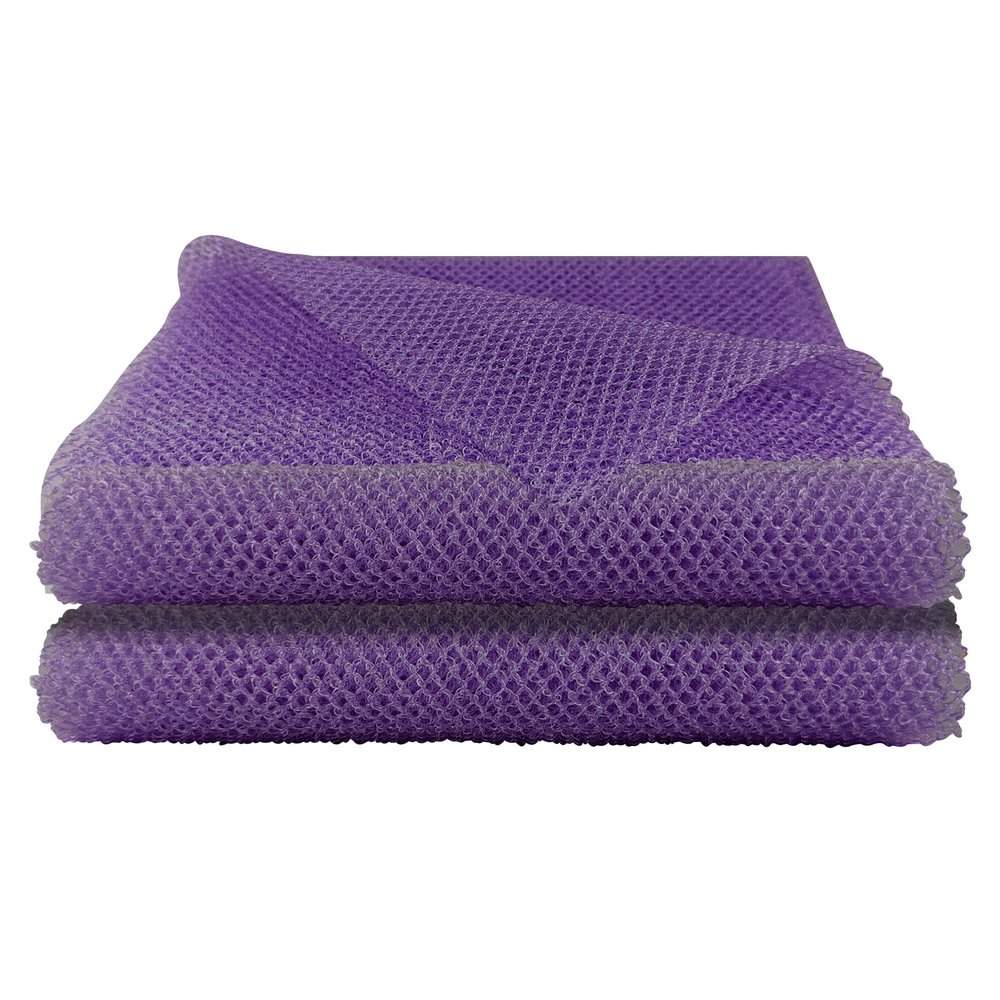 2 Pack African Net Sponge, 8 * 25 Inches Bath Sponge, African Exfoliating Net Long, Wash Cloths, Body Scrubber Net for Skin Smoother (Purple)