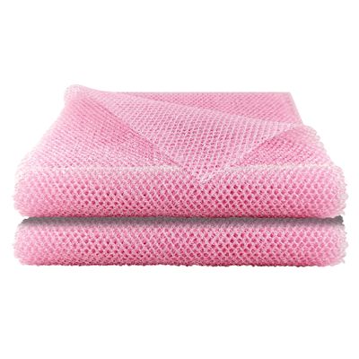 2 Pack African Net Sponge, 12 * 32 Inches Bath Sponge, African Exfoliating Net Long, Wash Cloths, Body Scrubber Net for Skin Smoother (Pink)