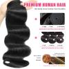 12A Body Wave Bundles With Closure Brazilian Human Hair 3 Bundles With Closure(20 22 24+20) Body Wave 100% Unprocessed Virgin Hair Bundles With 4x4 Lace Closure Free Part Natural Color view 4