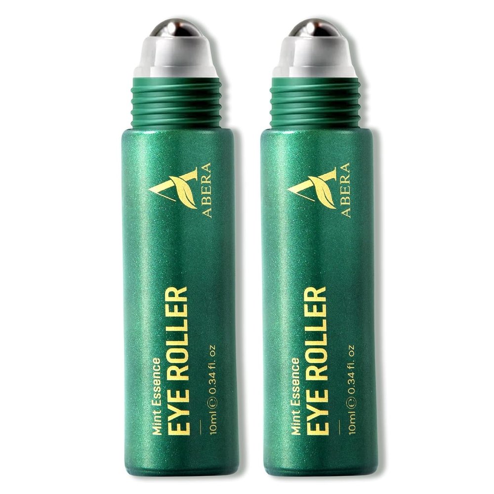 Abera Eye Roller Serum with Mint Essence for Men, Vitamin C and Peptides - Energizing Serum for Dark Circles and Puffiness, Fine Lines Serum, 0.34 fl oz (B. 2 Boxes)