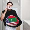 ZKLCRYTR Yin Yang Flag Combination Of America And Maldives Men's Beard Bib Apron Waterproof Smooth Surface Beard Apron Durable Foldable Beard Hair Men's Gift view 2