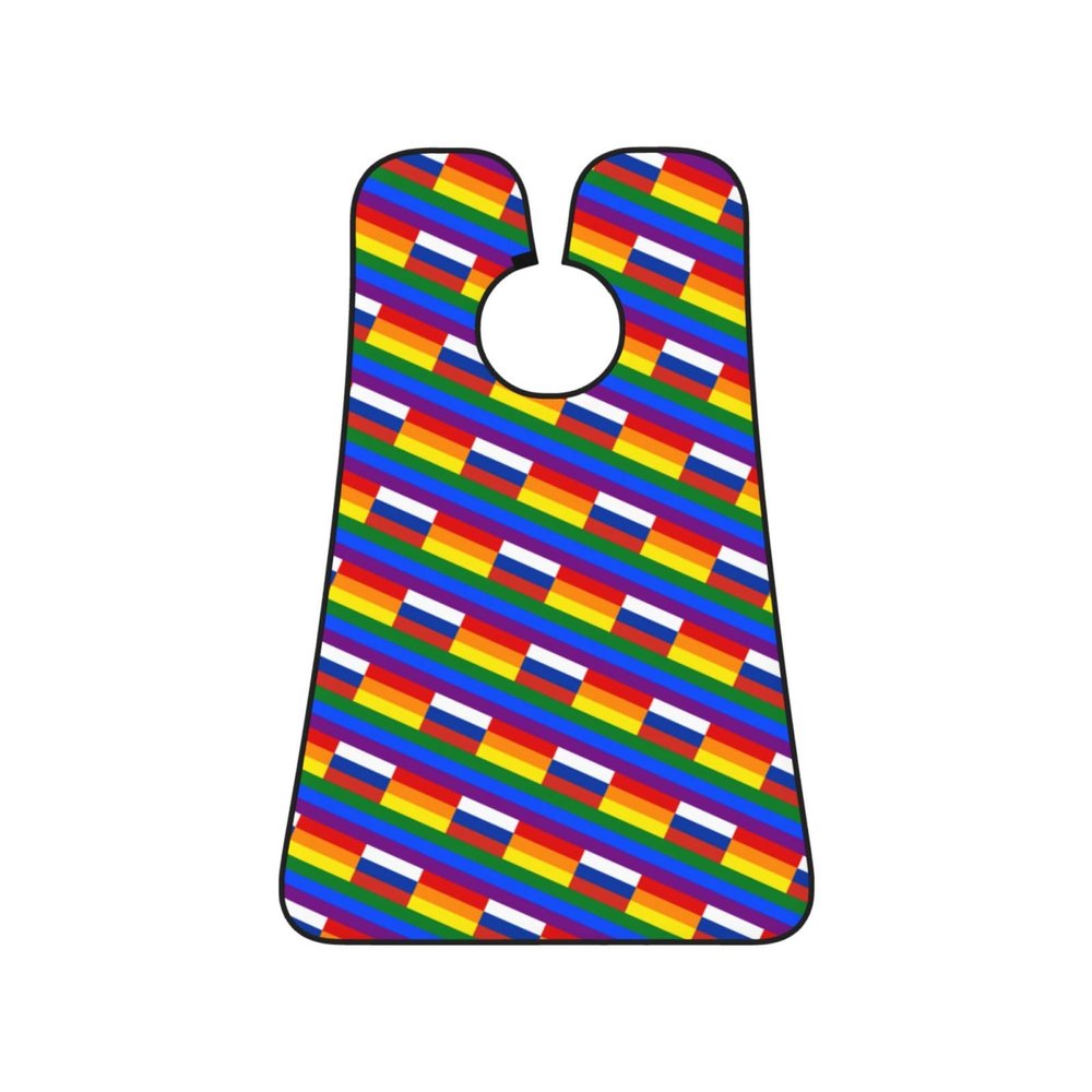 ZKLCRYTR Russia Rainbow Flag Men's Beard Bib Apron Waterproof Smooth Surface Beard Apron Durable Foldable Beard Hair Men's Gift