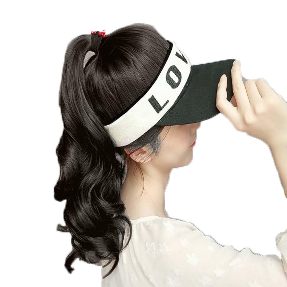 WUODHTW baseball cap women curly wigs long curly wavy hair wigs Sun Hat ponytail wig Golf cap corn whiskers wool wig