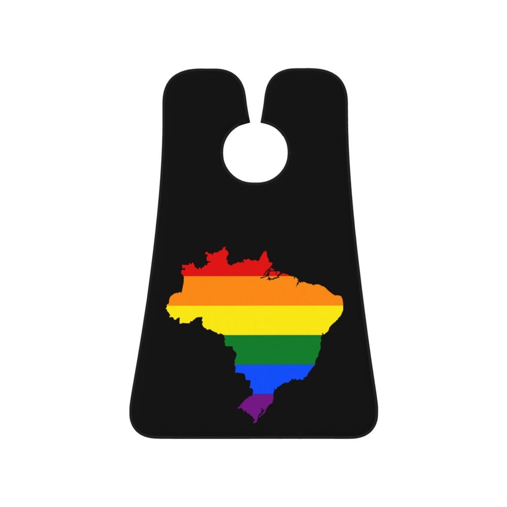 ZKLCRYTR LGBT Flag Map Of Brazil Men's Beard Bib Apron Waterproof Smooth Surface Beard Apron Durable Foldable Beard Hair Men's Gift
