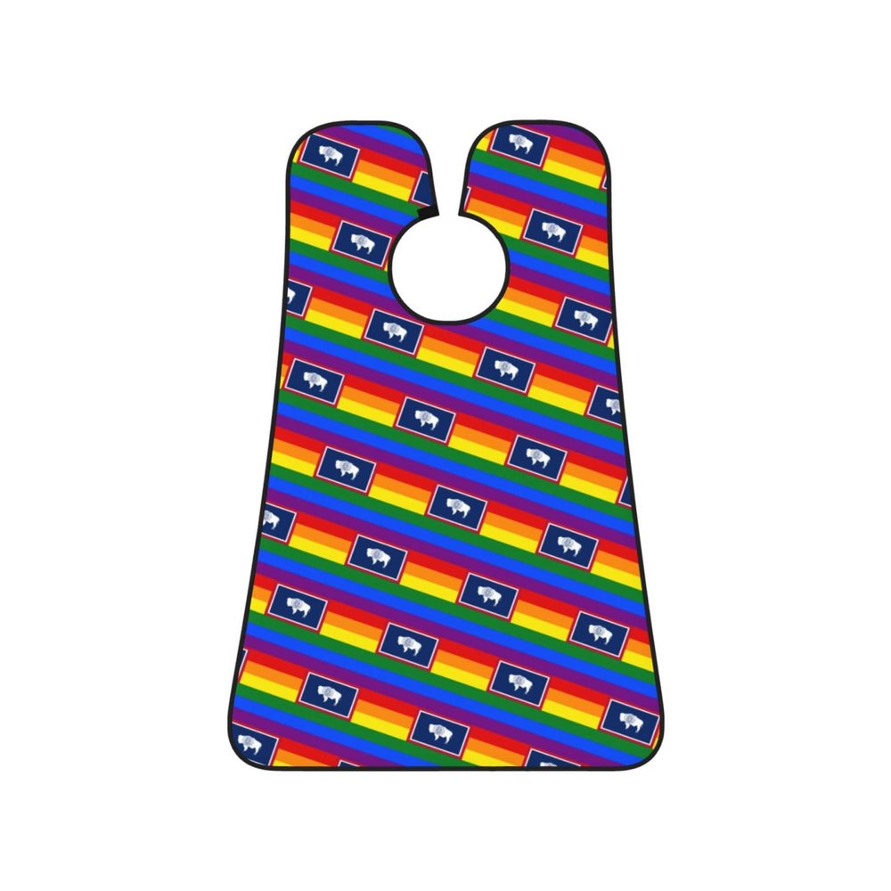 ZKLCRYTR Pride Rainbow LGBT Flag of Wyoming Men's Beard Bib Apron Waterproof Smooth Surface Beard Apron Durable Foldable Beard Hair Men's Gift