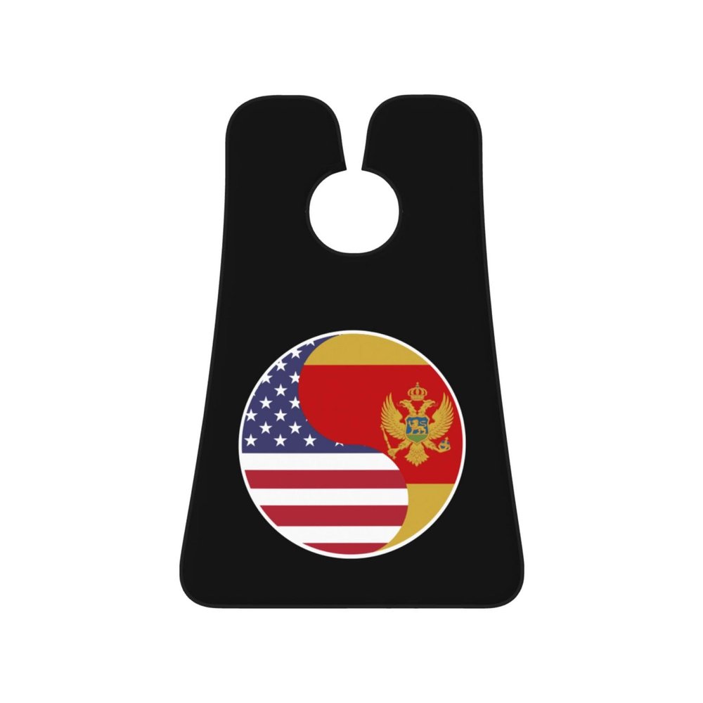 ZKLCRYTR Yin Yang Flag Combination Of America And Montenegro Men's Beard Bib Apron Waterproof Smooth Surface Beard Apron Durable Foldable Beard Hair Men's Gift