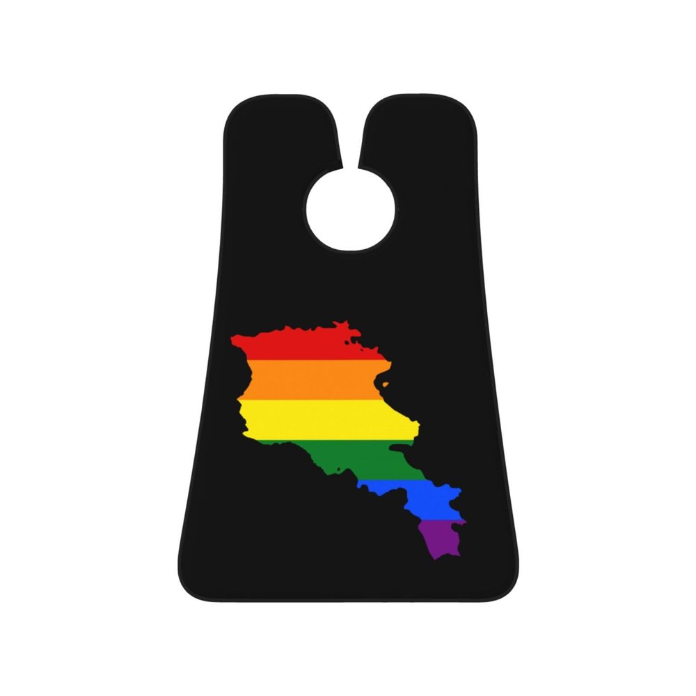 ZKLCRYTR LGBT Flag Map Of Armenia Men's Beard Bib Apron Waterproof Smooth Surface Beard Apron Durable Foldable Beard Hair Men's Gift
