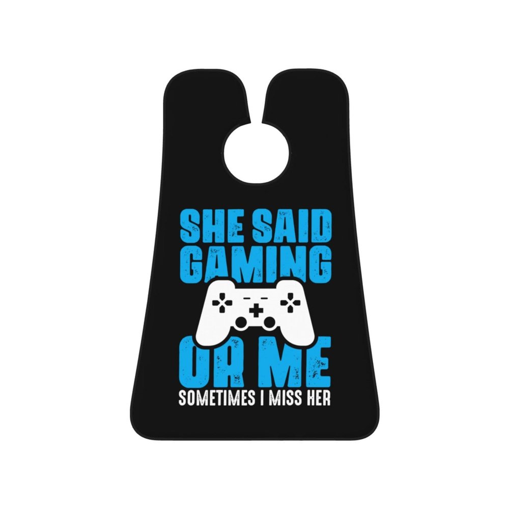 ZKLCRYTR She Said Gaming Or Me Sometimes I Miss Her Men's Beard Bib Apron Waterproof Smooth Surface Beard Apron Durable Foldable Beard Hair Men's Gift