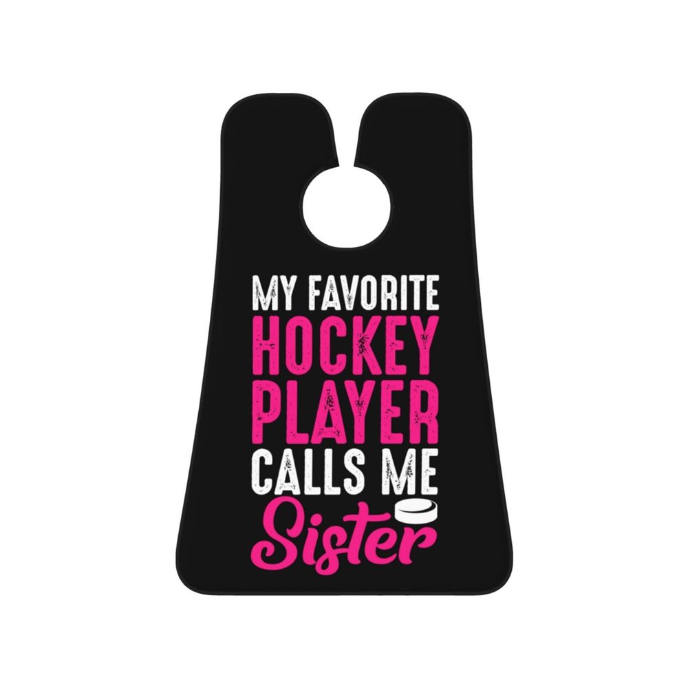 ZKLCRYTR My Favorite Hockey Player Calls Me Sister Men's Beard Bib Apron Waterproof Smooth Surface Beard Apron Durable Foldable Beard Hair Men's Gift