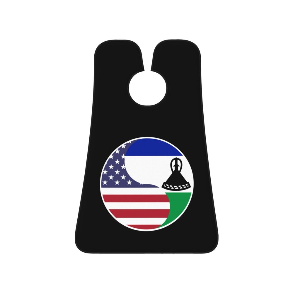 ZKLCRYTR Yin Yang Flag Combination Of America And Lesotho Men's Beard Bib Apron Waterproof Smooth Surface Beard Apron Durable Foldable Beard Hair Men's Gift