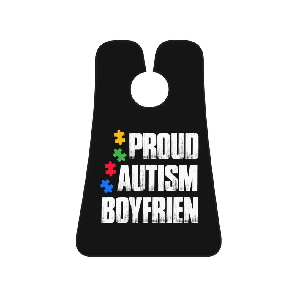 ZKLCRYTR Proud Autism Boyfrien Men's Beard Bib Apron Waterproof Smooth Surface Beard Apron Durable Foldable Beard Hair Men's Gift