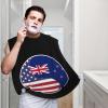 ZKLCRYTR Yin Yang Flag Combination Of America And New Zealand Men's Beard Bib Apron Waterproof Smooth Surface Beard Apron Durable Foldable Beard Hair Men's Gift view 2
