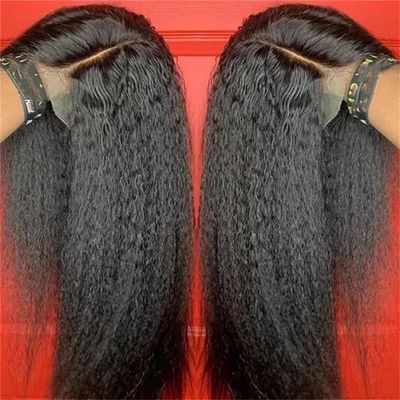 10-34 Inches Brown Kinky Straight Wig Natural Soft Straight Human Hair Wigs For Women Wigs