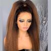 10-34 Inches Brown Kinky Straight Wig Natural Soft Straight Human Hair Wigs For Women Wigs view 2