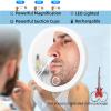 4" 20x Small Pocket Magnifying Mirror with Lights, 3.5" Inner Diameter 20 Times Stronger Magnification Mirror with Suction Cups, Portable 20X Zoom in Mirrors for Travel,Rechargeable & Dimmable Led view 3