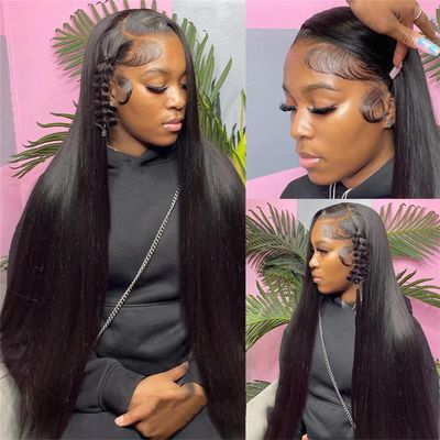 13X4 13X6 Transparent Bone Straight Lace Frontal Wig 250 Density 30 40 Inch Lace Front Wigs Human Hair For Women