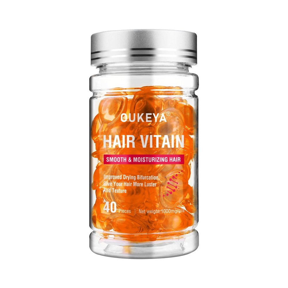 OUKEYA Hair Vitamins Hair Treatment Serum - no Rinse with Argan Macadamia & Avocado Oils - Vitamins A, C, E, Pro B5 - Hair Serum Capsule for Frizzy and Damaged - Hair Conditioner for Women & Men