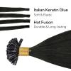 HOTBANANA U Tip Hair Extensions Human Hair, 14 Inch 50g 50s Natural Black Pre Bonded U Tip Extensions Hot Fusion Keratin Utip Hair Extensions Straight K Tip Hair Extensions view 3