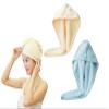 BAYAJIAZ Hair Towel Wrap,(Yellow+Blue) Turban 2 Pack,Microfibre Hair Towel, Super Absorbent, Hair Drying Towel with Button, Dry Hair Hat, Wrapped Bath Cap view 1