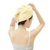 BAYAJIAZ Hair Towel Wrap,(Yellow+Blue) Turban 2 Pack,Microfibre Hair Towel, Super Absorbent, Hair Drying Towel with Button, Dry Hair Hat, Wrapped Bath Cap view 2