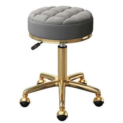 Mxsheng Round Stool Rolling Adjustable Stool on Wheels Medical Beauty Salon & Spa Swivel Chair with Hydraulic Rod and Gold 5 Claws (Color : Gray), Grey