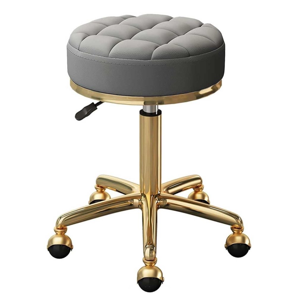 Mxsheng Round Stool Rolling Adjustable Stool on Wheels Medical Beauty Salon & Spa Swivel Chair with Hydraulic Rod and Gold 5 Claws (Color : Gray), Grey