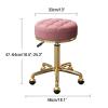 Rolling Stool Swivel Salon Beauty Chair Medical Care Round Leather Cushion Bar Stool for Spa Work Office Massage Manicure Tattoo, Gold Chrome Frame (Color : Pink) view 2